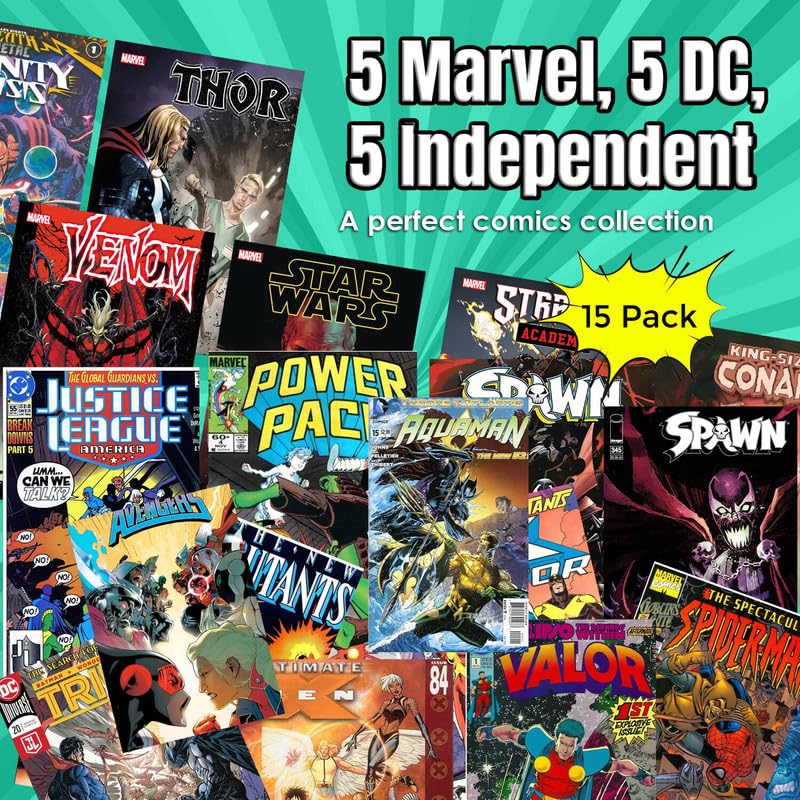 | Comic Book Collection | 25 Pack of Marvel & DC Comic Books | Great Mix of Titles & Characters | Perfect for Kids Teen and Adults