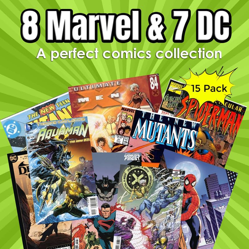 | Comic Book Collection | 25 Pack of Marvel & DC Comic Books | Great Mix of Titles & Characters | Perfect for Kids Teen and Adults