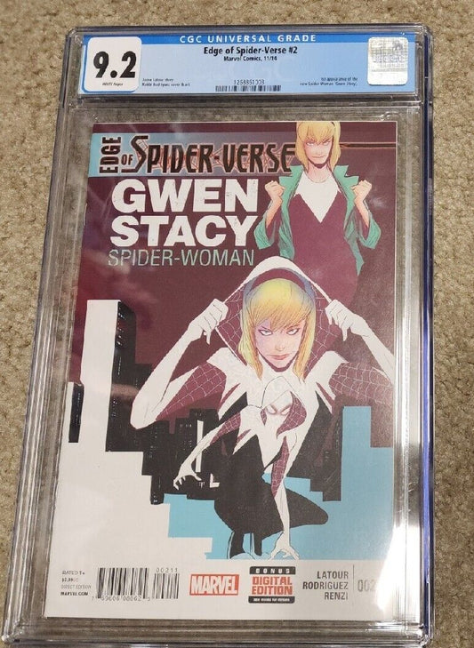 Edge of Spider-Verse #2 CGC 9.2 1st App of Spider-Gwen