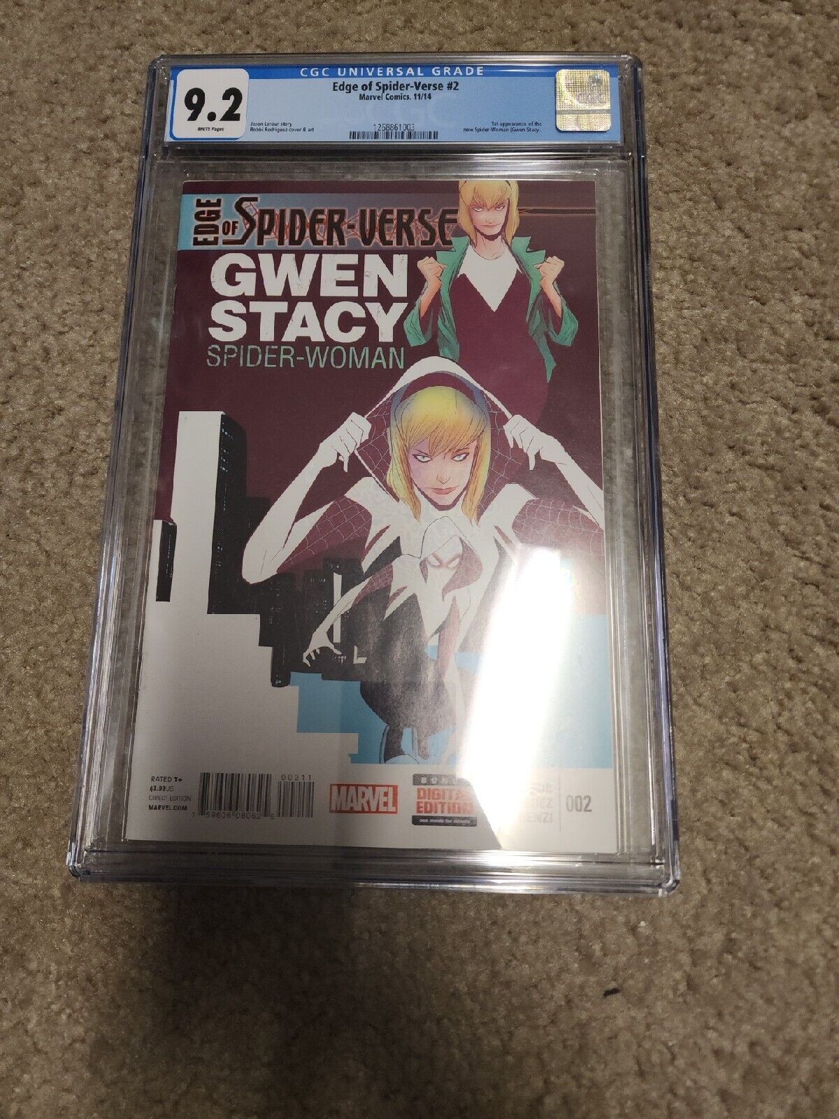 Edge of Spider-Verse #2 CGC 9.2 1st App of Spider-Gwen