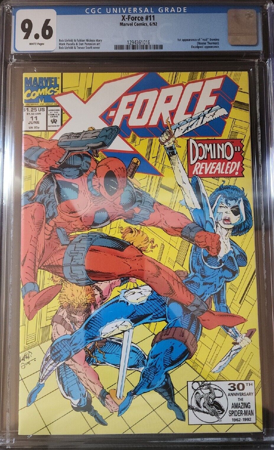 X-FORCE #11 CGC 9.6 NM+ 1st App. of the "Real" Domino (Vol. 1, 1992) DEADPOOL