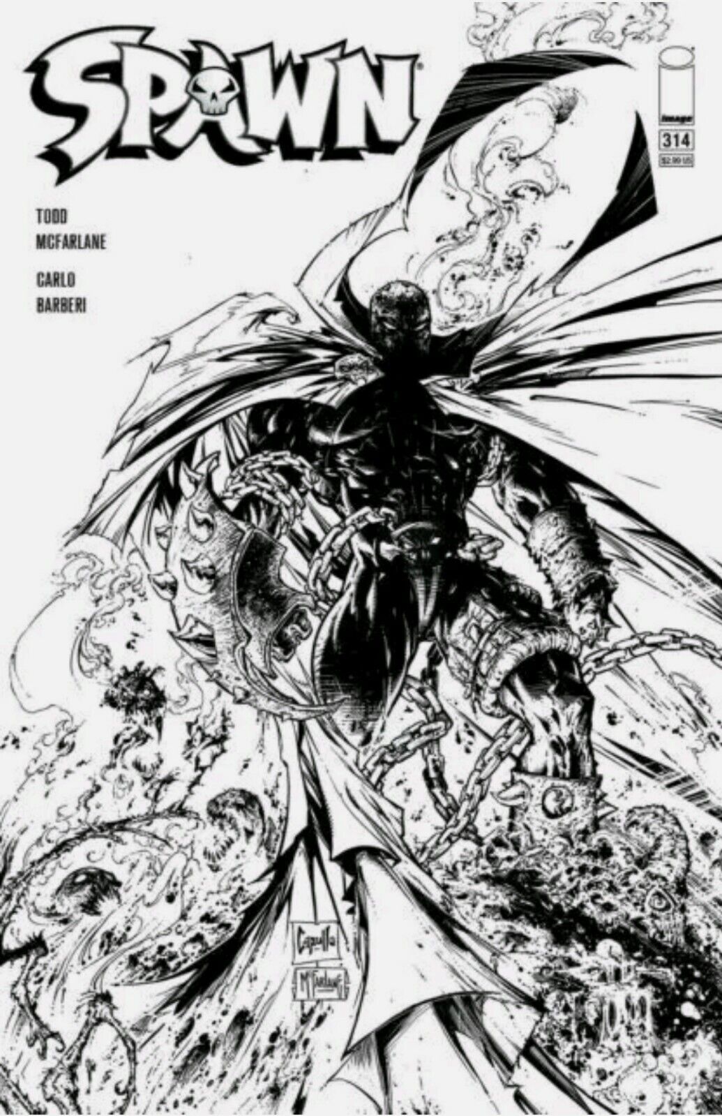 SPAWN #314 CAPULLO & MCFARLANE B&W 1:5 VARIANT 2021 IMAGE COMICS 1/27 2021 NM !