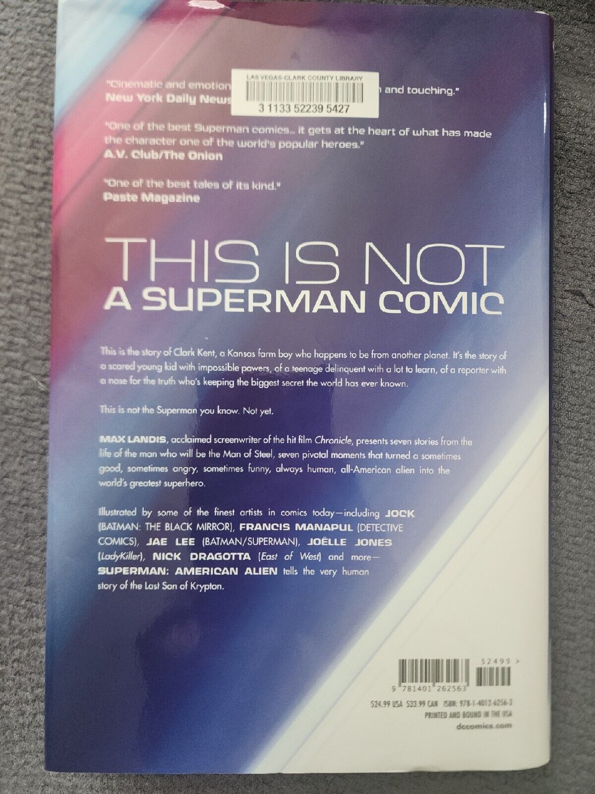 DC Comic Graphic Novel Superman American Alien Hardcover 2016  Max Landis Used