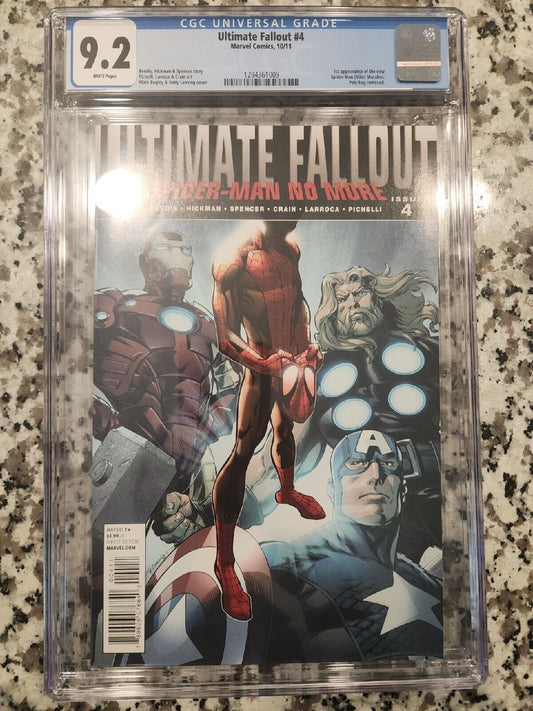 🔥🔑ULTIMATE FALLOUT #4 1st print CGC 9.2 1st Miles Morales Spider-Man 2011🔑🔥